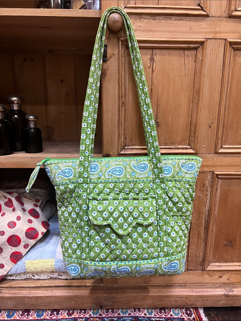 Vera Bradley Little Betsy Tote in Retired Green Apple Pattern